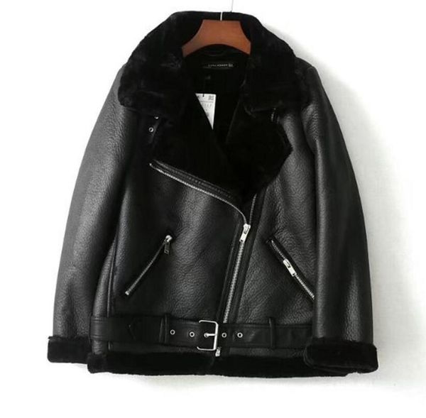 winter sheepskin coats women thicken faux leather fur coat female fur lining leather jacket aviator jacket casaco feminino, Black;brown
winter sheepskin coats women thicken faux leather fur coat female fur lining leather jacket aviator jacket casaco feminino, Black;brown