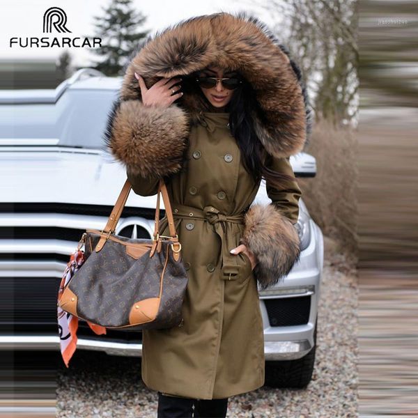 fursarcar fashion new real fur parka women luxury winter 80 cm long coat with raccoon fur collar and cuff casual warm parka1, Black
fursarcar fashion new real fur parka women luxury winter 80 cm long coat with raccoon fur collar and cuff casual warm parka1, Black