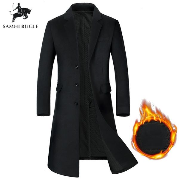 men wool thicken trench cashmere high-quality woolen overcoat long parka men's coat lj201110, Black
men wool thicken trench cashmere high-quality woolen overcoat long parka men's coat lj201110, Black