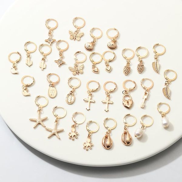 hoop & huggie 1pair vintage cute small earrings for women simple cross leaf heart key star butterfly pearl pendant ear stud jewelry, Golden;silver
hoop & huggie 1pair vintage cute small earrings for women simple cross leaf heart key star butterfly pearl pendant ear stud jewelry, Golden;silver