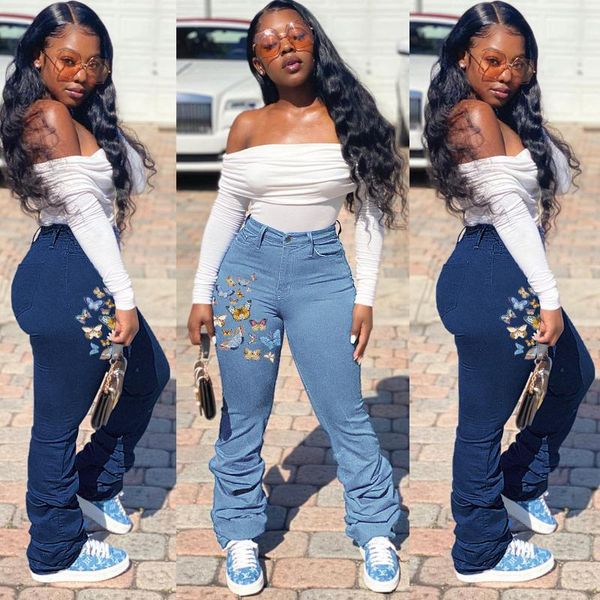 women's jeans stacked women high waist bodycon stretch flared denim boyfriend butterfly pants casual fasion streetwear trousers 2021, Blue
women's jeans stacked women high waist bodycon stretch flared denim boyfriend butterfly pants casual fasion streetwear trousers 2021, Blue