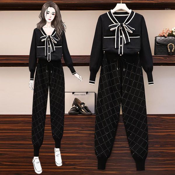 plus size women winter knitted set for women korean bow collar sweater and diamond knitting harem pant set 5xl 2 piece1, Gray
plus size women winter knitted set for women korean bow collar sweater and diamond knitting harem pant set 5xl 2 piece1, Gray