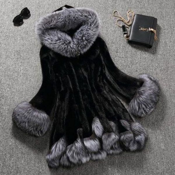 mwoiiowm 2020 new fashion women casual synthetic fur clothing hooded coat overcoat outwear, Black