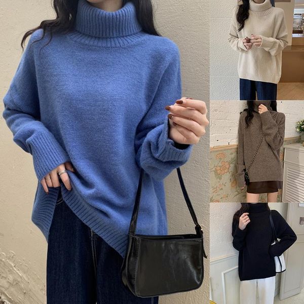 women's fashion loose solid color turtleneck pullover base knit sweater, White;black
women's fashion loose solid color turtleneck pullover base knit sweater, White;black