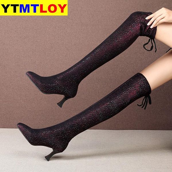 autumn winter women sequined stretch cloth over the knee boots thin leg high heels shoes ladies thigh high boots botas, Black
autumn winter women sequined stretch cloth over the knee boots thin leg high heels shoes ladies thigh high boots botas, Black
