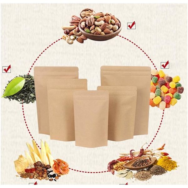 11 sizes brown kraft paper stand-up bags heat sealable resealable zip pouch inner foil food storage packaging bag wi wmtwxt pets2010
11 sizes brown kraft paper stand-up bags heat sealable resealable zip pouch inner foil food storage packaging bag wi wmtwxt pets2010