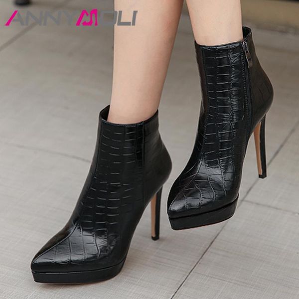 boots annymoli ankle women shoes platform extreme high heel short pointed toe thin heels zip lady winter white 43, Black
boots annymoli ankle women shoes platform extreme high heel short pointed toe thin heels zip lady winter white 43, Black