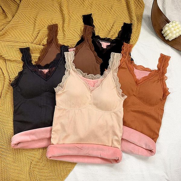 autumn winter 2021 fairy with chest pad warm vest plus velvet thick lace camisole thread slim fashion base underwear, Black;white
autumn winter 2021 fairy with chest pad warm vest plus velvet thick lace camisole thread slim fashion base underwear, Black;white