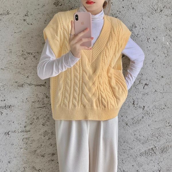 women's vests winter women vest sweater sweet cute twisted sleeveless sweaters for girls 2021 knitted thick v-neck, Black;white
women's vests winter women vest sweater sweet cute twisted sleeveless sweaters for girls 2021 knitted thick v-neck, Black;white