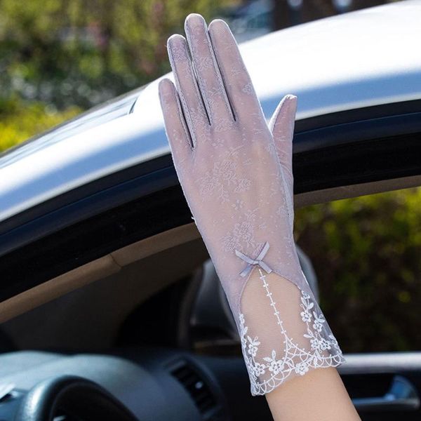 five fingers gloves lady sun protection summer thin section driving non-slip uv lace, Blue;gray
five fingers gloves lady sun protection summer thin section driving non-slip uv lace, Blue;gray