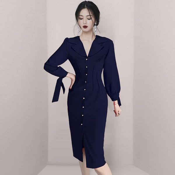 coigarsam office lady women dress new spring french style high waist dresses dark blue 400, Black;gray
coigarsam office lady women dress new spring french style high waist dresses dark blue 400, Black;gray