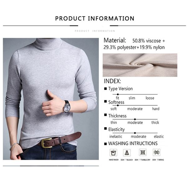 browon brand-sweater slim sweaters men's base coat thickked turtleneck sweater sweater knitwear long sleeve basic sweater 201203, White;black
browon brand-sweater slim sweaters men's base coat thickked turtleneck sweater sweater knitwear long sleeve basic sweater 201203, White;black