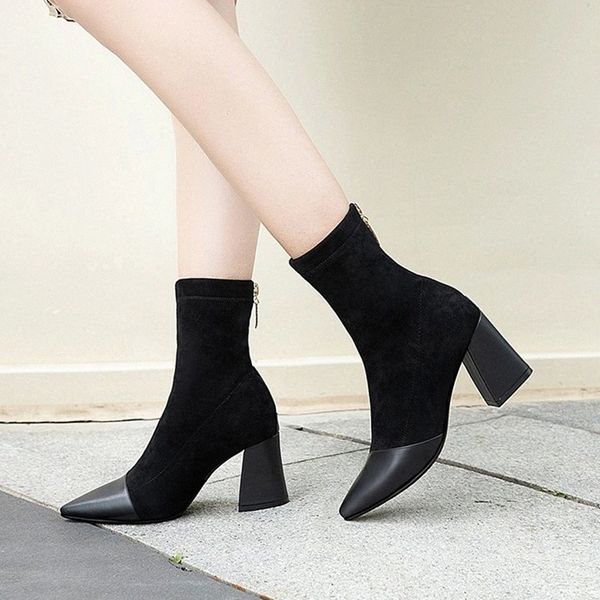ucyever black flock patchwork high heels ankle boots for women fashion pointed toe short botas mujer autumn winter shoes woman #l19h
ucyever black flock patchwork high heels ankle boots for women fashion pointed toe short botas mujer autumn winter shoes woman #l19h