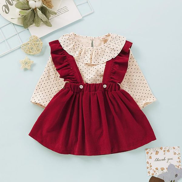 girls long sleeve polka dot printed triangle romper + pure color sling skirt 2pcs children spring and autumn korean clothing, White
girls long sleeve polka dot printed triangle romper + pure color sling skirt 2pcs children spring and autumn korean clothing, White