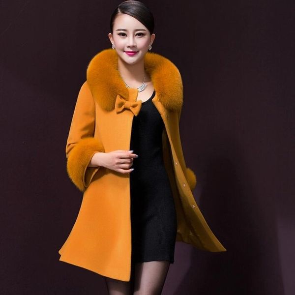 women's wool & blends women winter coat korean sweet style slim fur collar sleeve solid color bowknot noble lady woolen, Black
women's wool & blends women winter coat korean sweet style slim fur collar sleeve solid color bowknot noble lady woolen, Black