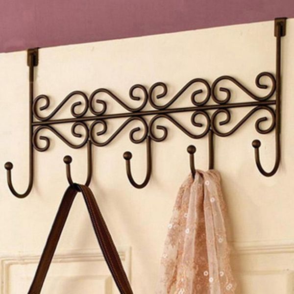 metal 5-hook behind door hanger bag clothes key scarf hanging holder home storage organizer home storage perchero puerta