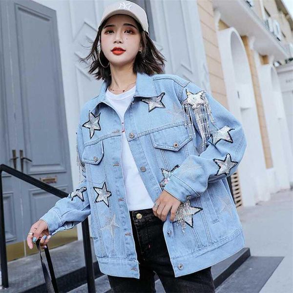 autumn winter women alphabet sequins denim bomber jacket lady vintage outwear pentagram embroidered sequin tassel fashion coat1, Black;brown
autumn winter women alphabet sequins denim bomber jacket lady vintage outwear pentagram embroidered sequin tassel fashion coat1, Black;brown