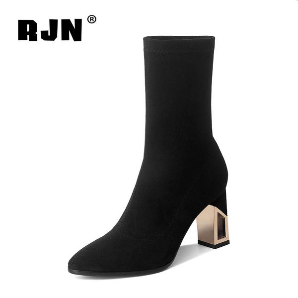 rjn elegant elastic ankle boots comfortable pointed toe high-quality women shoes stylish design mid-heel lady boots ro653, Black
rjn elegant elastic ankle boots comfortable pointed toe high-quality women shoes stylish design mid-heel lady boots ro653, Black
