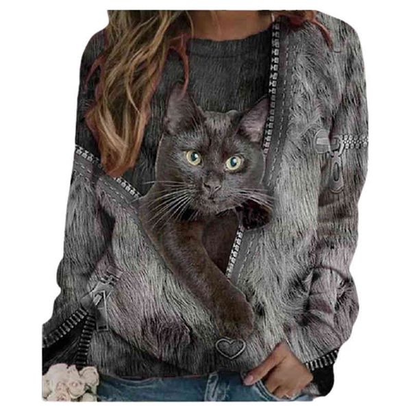 plus size 5xl ladies 3d cartoon cat print t shirt o-neck long sleeve loose t shirts spring casual oversized, White 
plus size 5xl ladies 3d cartoon cat print t shirt o-neck long sleeve loose t shirts spring casual oversized, White