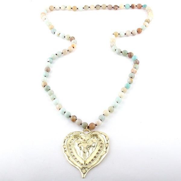 fashion bohemian jewelry semi precious stones long knotted metal heart pendant necklaces, Silver
fashion bohemian jewelry semi precious stones long knotted metal heart pendant necklaces, Silver