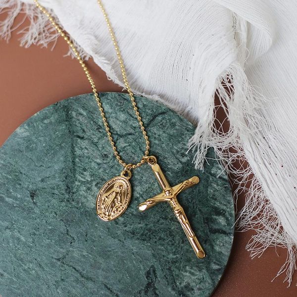 pendant necklaces yun ruo fashion jesus coin cross necklace rose gold 316 titanium steel jewelry woman gift not change color drop, Silver
pendant necklaces yun ruo fashion jesus coin cross necklace rose gold 316 titanium steel jewelry woman gift not change color drop, Silver