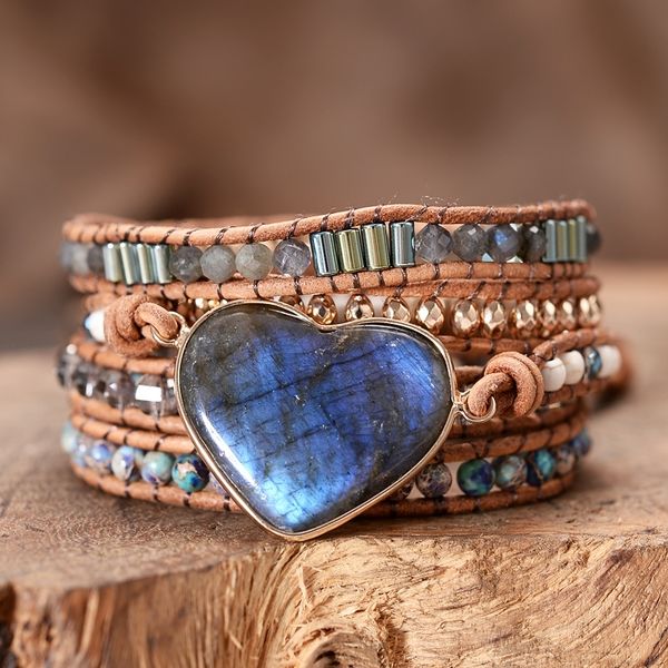 heart shape sparkling moon stones five strands wrap bracelets handmade braided crystals beaded leather bangles y200730, Black
heart shape sparkling moon stones five strands wrap bracelets handmade braided crystals beaded leather bangles y200730, Black