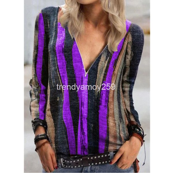 women's t-shirt women's tie dyed stripe printed v-neck zipper long sleeve t-shirt, White
women's t-shirt women's tie dyed stripe printed v-neck zipper long sleeve t-shirt, White