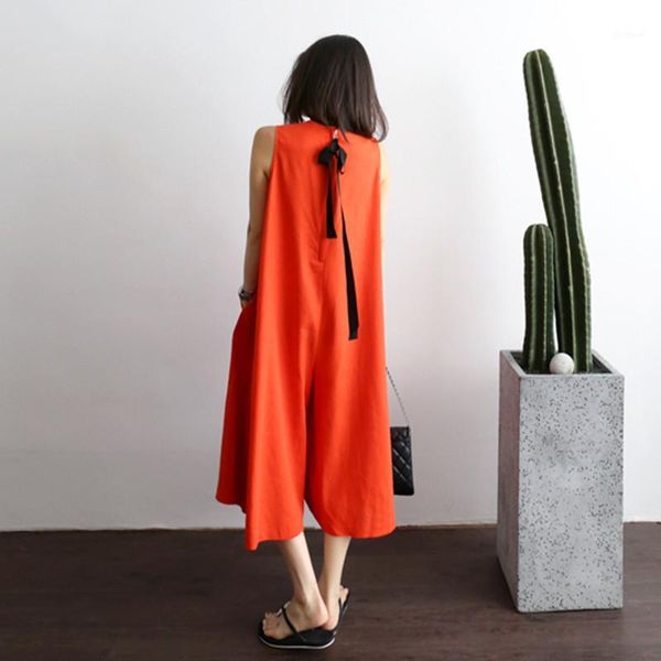 johnature summer new korean linen 4 colors loose sleeveless wide leg jumpsuits women 2020 casual calf-length pockets playsuits1, Black;white
johnature summer new korean linen 4 colors loose sleeveless wide leg jumpsuits women 2020 casual calf-length pockets playsuits1, Black;white