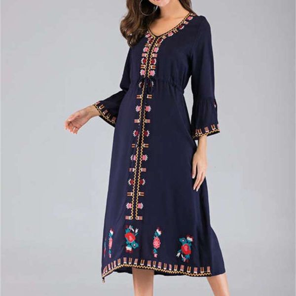 industry flower national embroidery style heavy medium length dress women's deep v-neck loose long sleeve a-line skirt, Black;gray
industry flower national embroidery style heavy medium length dress women's deep v-neck loose long sleeve a-line skirt, Black;gray