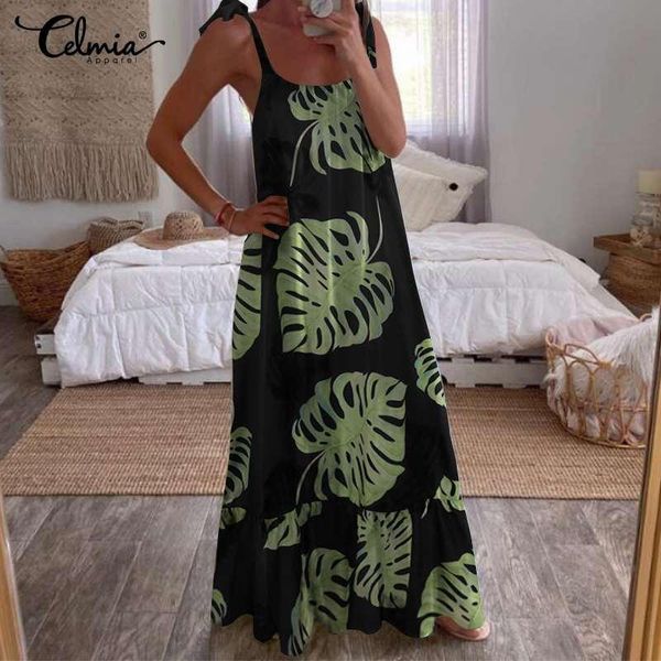 casual dresses women maxi dress 2021 celmia summer bohemian printed long sundress straps sleeveless loose ruffles party vestidos 7, Black;gray
casual dresses women maxi dress 2021 celmia summer bohemian printed long sundress straps sleeveless loose ruffles party vestidos 7, Black;gray