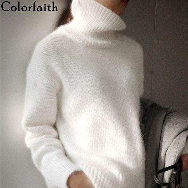 colorfaith new autumn winter women sweater turtleneck pullovers bottoming fake mink cashmere oversize beige sw1157 201222, White;black
colorfaith new autumn winter women sweater turtleneck pullovers bottoming fake mink cashmere oversize beige sw1157 201222, White;black