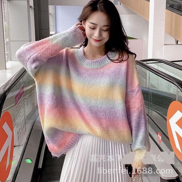 colorful sweater women's loose pullover rainbow stripe autumn and winter to pullover sweatersweater p 2020 new studentslazy t-shirt to, White;black
colorful sweater women's loose pullover rainbow stripe autumn and winter to pullover sweatersweater p 2020 new studentslazy t-shirt to, White;black