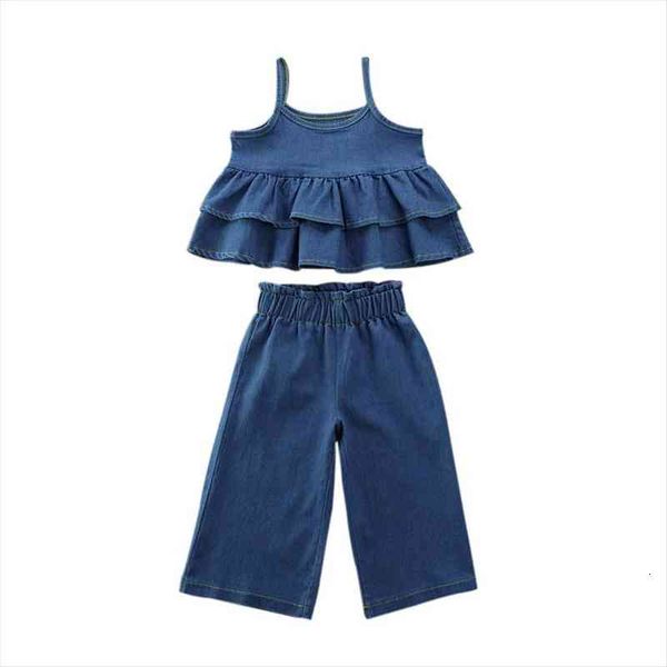 1-6y toddler baby girls kids summer clothes denim ruffle sleeveless t-shirt casual loose shorts outfits set, White
1-6y toddler baby girls kids summer clothes denim ruffle sleeveless t-shirt casual loose shorts outfits set, White