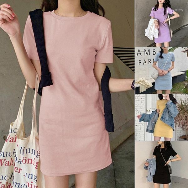 women's fashion round neck casual solid color short-sleeved t-shirt dress1, Black;gray
women's fashion round neck casual solid color short-sleeved t-shirt dress1, Black;gray