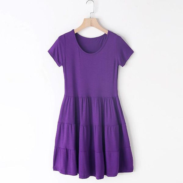 women's spring summer modal dress women's elegant short sleeve ruffles o-neck loose casual dress ss13211, Black;gray
women's spring summer modal dress women's elegant short sleeve ruffles o-neck loose casual dress ss13211, Black;gray