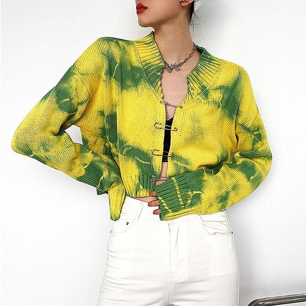 women's knits & tees streetwear fashion woman sweaters crop vogue design full sleeve short cardigan sweater women tie-dye pattern knitw, White
women's knits & tees streetwear fashion woman sweaters crop vogue design full sleeve short cardigan sweater women tie-dye pattern knitw, White