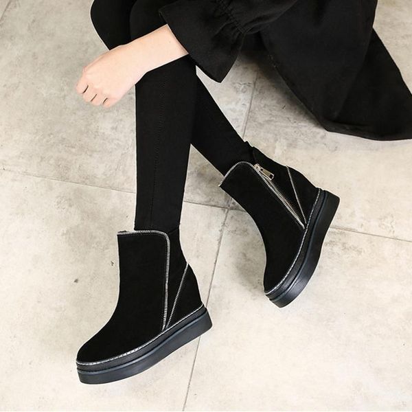 2020 winter platform ankle boots women zipper wedges short booties high help plush warm flat heel snow boots for woman shoes, Black
2020 winter platform ankle boots women zipper wedges short booties high help plush warm flat heel snow boots for woman shoes, Black