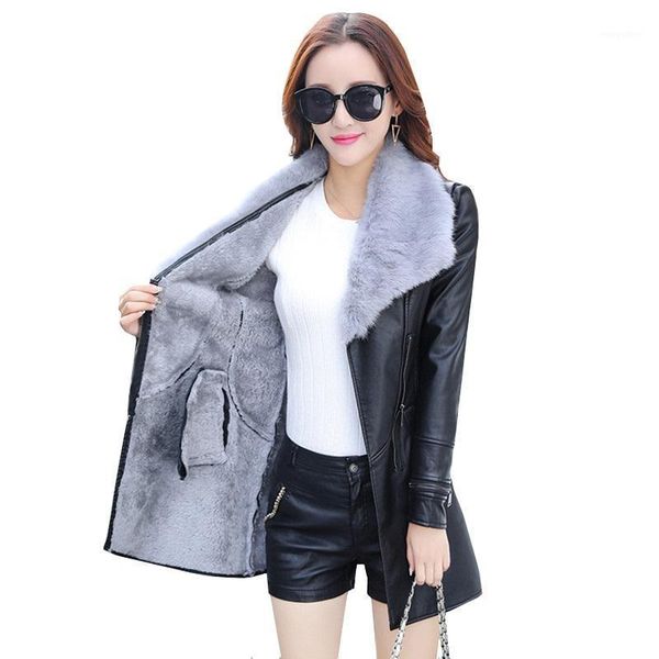 plus size women winter coat thick leather jacket medium long spliced slim pu leather fur collar warm liner wool overcoat female1, Black
plus size women winter coat thick leather jacket medium long spliced slim pu leather fur collar warm liner wool overcoat female1, Black
