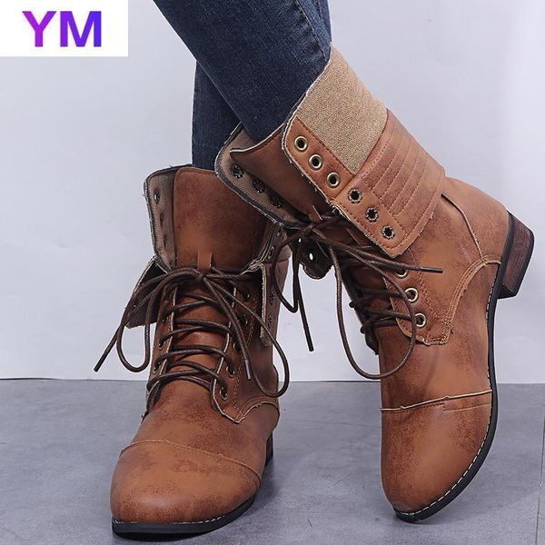 women 2020 new style ankle boots fashion casual round toe low heel boots turned-over edge lace-up leather boot zapatos size35-43, Black
women 2020 new style ankle boots fashion casual round toe low heel boots turned-over edge lace-up leather boot zapatos size35-43, Black