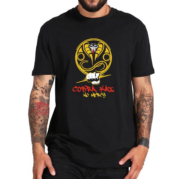 sport cobra kai t shirt strike first strike hard no mercy tshirt 100% cotton breathable soft tee 
sport cobra kai t shirt strike first strike hard no mercy tshirt 100% cotton breathable soft tee