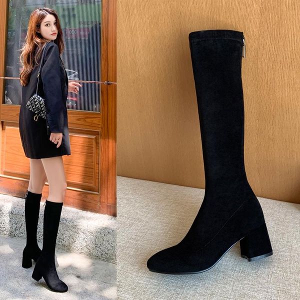 new stretch women's boots fashion knee high boots flock high heels autumn winter plush woman shoes size 31-43, Black
new stretch women's boots fashion knee high boots flock high heels autumn winter plush woman shoes size 31-43, Black