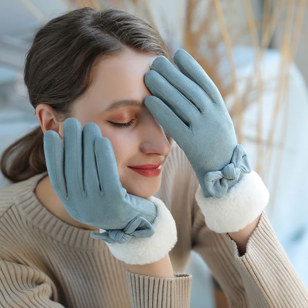glove girl autumn winter lovely korean student suede touch screen warm and thick plush cold proof battery car gloves, Blue;gray
glove girl autumn winter lovely korean student suede touch screen warm and thick plush cold proof battery car gloves, Blue;gray