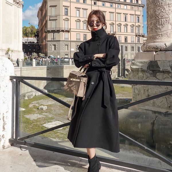2021 new women's wool new winter loose long single-breasted fashion solid lapel quality imitation cashmere jacket 1z rihm, Black
2021 new women's wool new winter loose long single-breasted fashion solid lapel quality imitation cashmere jacket 1z rihm, Black