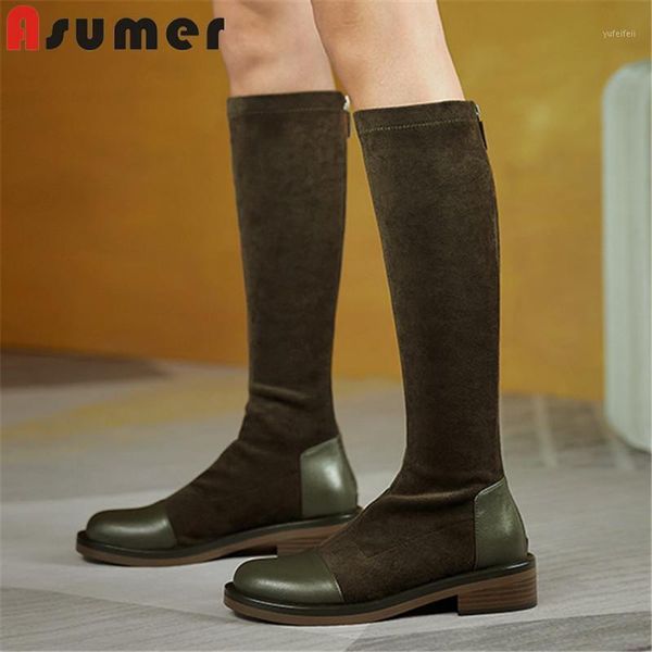 asumer 2021 genuine leather +flock knee high boots women low heel casual shoes autumn winter long boots woman1, Black
asumer 2021 genuine leather +flock knee high boots women low heel casual shoes autumn winter long boots woman1, Black