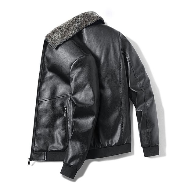 winter warm men's leather jackets thick leather casual jacket men's coats faux fur collar men pu windproof jacket outerwear 211222, Black
winter warm men's leather jackets thick leather casual jacket men's coats faux fur collar men pu windproof jacket outerwear 211222, Black