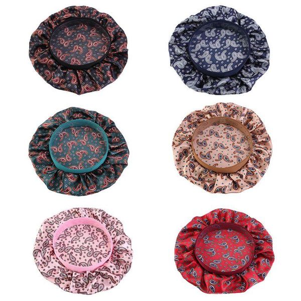 women paisley floral satin sleeping cap elastic band salon hair loss bonnet hat, Blue;gray
women paisley floral satin sleeping cap elastic band salon hair loss bonnet hat, Blue;gray