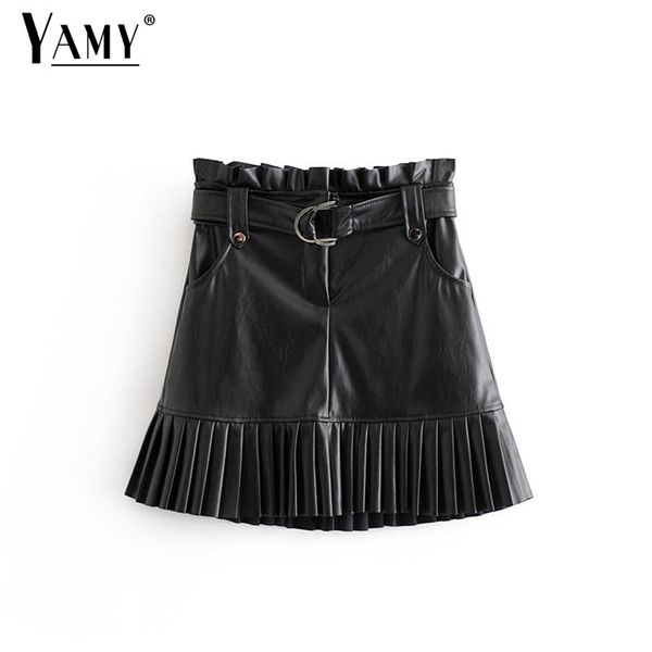 black leather skirts womens vintage skirts retro high waist skirt punk winter pleated skirt korean faux leather skirt belt y200326 
black leather skirts womens vintage skirts retro high waist skirt punk winter pleated skirt korean faux leather skirt belt y200326