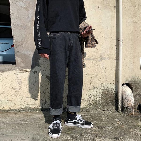 autumn harajuku style all-match ins jeans korean loose fashion straight pants japanese retro black pants men1, White;black
autumn harajuku style all-match ins jeans korean loose fashion straight pants japanese retro black pants men1, White;black