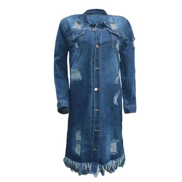 spring and autumn new women's denim jacket casual loose solid color pipped hole denim ladies mid-long jacket, Black;brown
spring and autumn new women's denim jacket casual loose solid color pipped hole denim ladies mid-long jacket, Black;brown