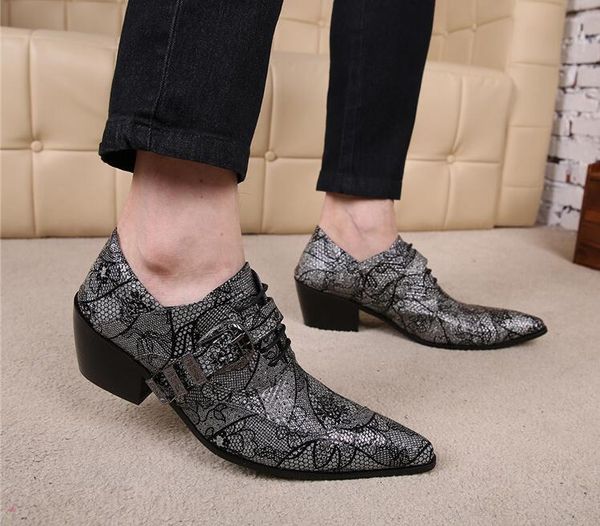 men's oxfords dress sheos slip on genuine leather high heels printed smart casual shoes buckle pointed toes chunky heels shoes, Black
men's oxfords dress sheos slip on genuine leather high heels printed smart casual shoes buckle pointed toes chunky heels shoes, Black